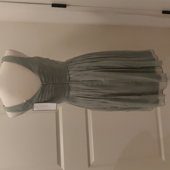 J. Crew Dusty Shale Heidi Dress Silk Chiffon Bridesmaid Homecoming sz 6 NEW - Picture 8 of 16